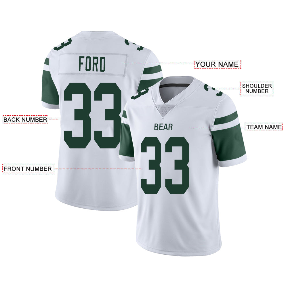 Custom White NYJ Football Shirt Top