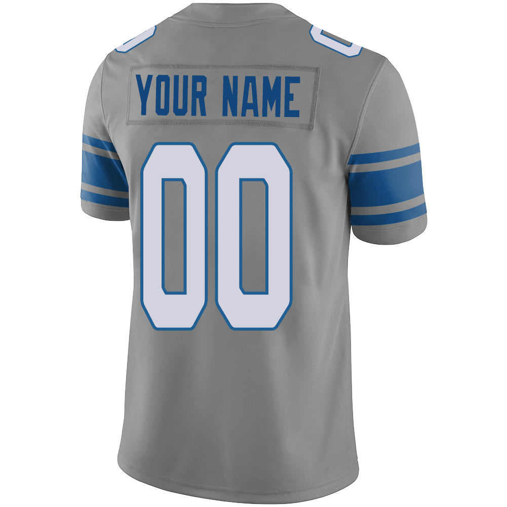 Custom Grey DET Football Shirt Top