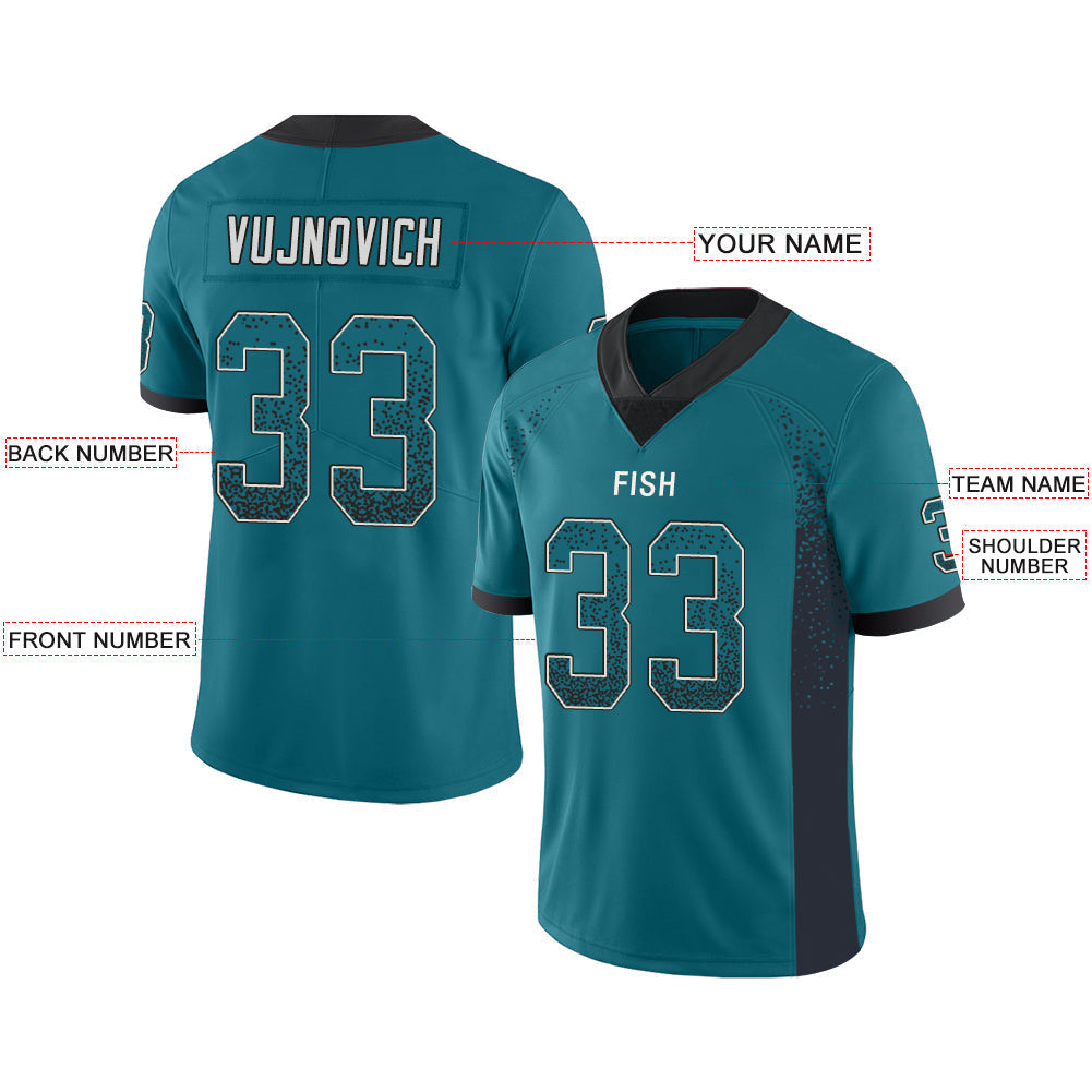 Custom Teal JAX Football Shirt Top