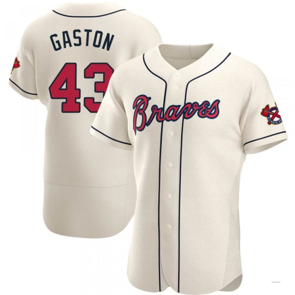 Custom #43 Cream ATL Baseball Shirt Top
