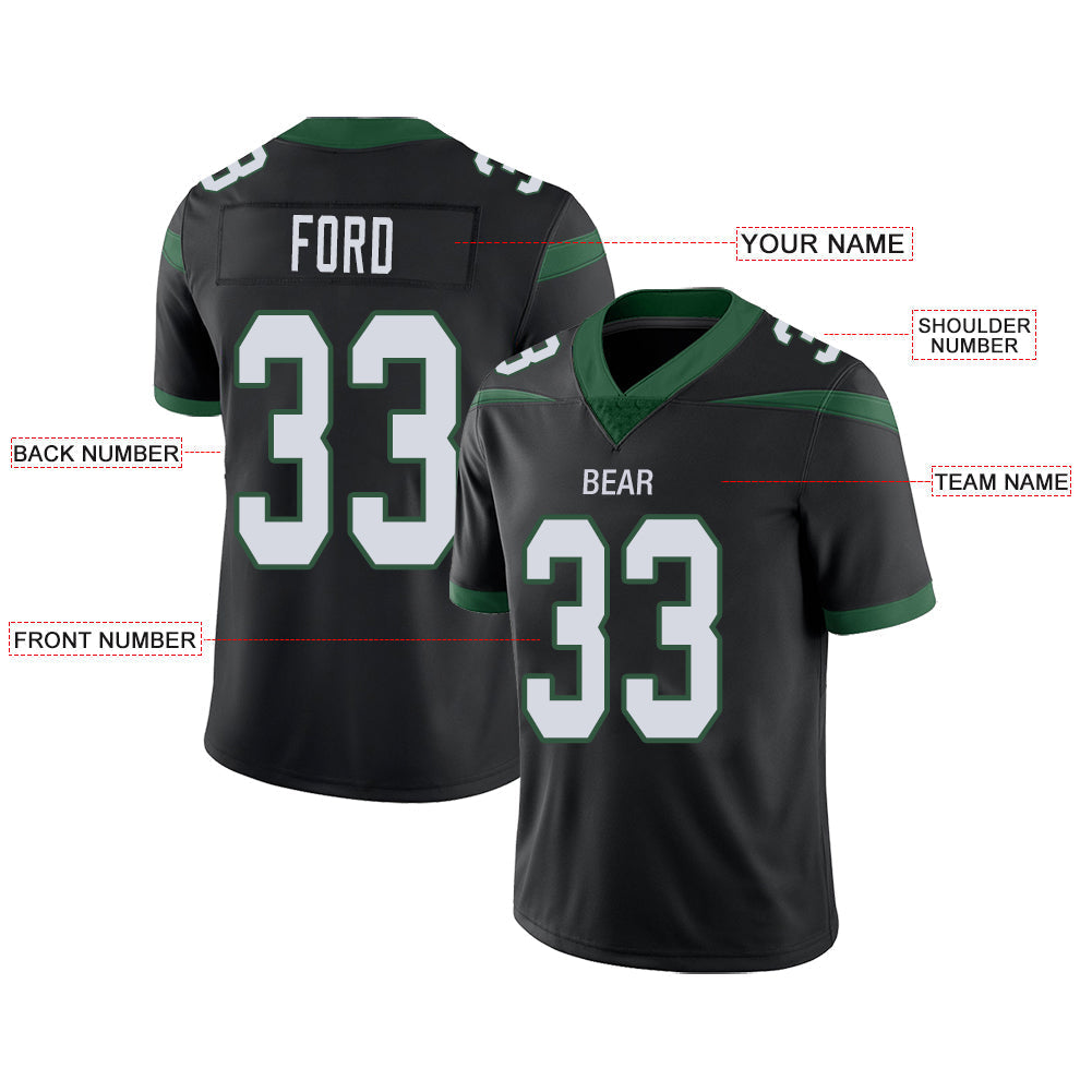 Custom Black NYJ Football Shirt Top
