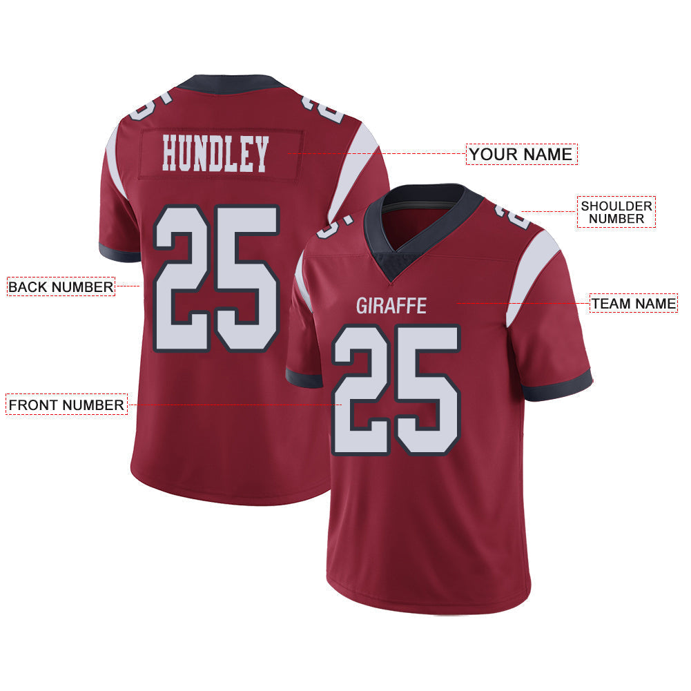 Custom Red HOU Football Shirt Top