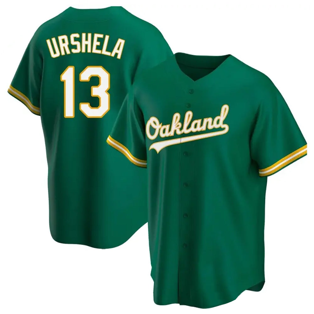 Athletics #13 Gio Urshela Player Green Replica Game Baseball Jerseys拢篓赂卤卤戮拢漏