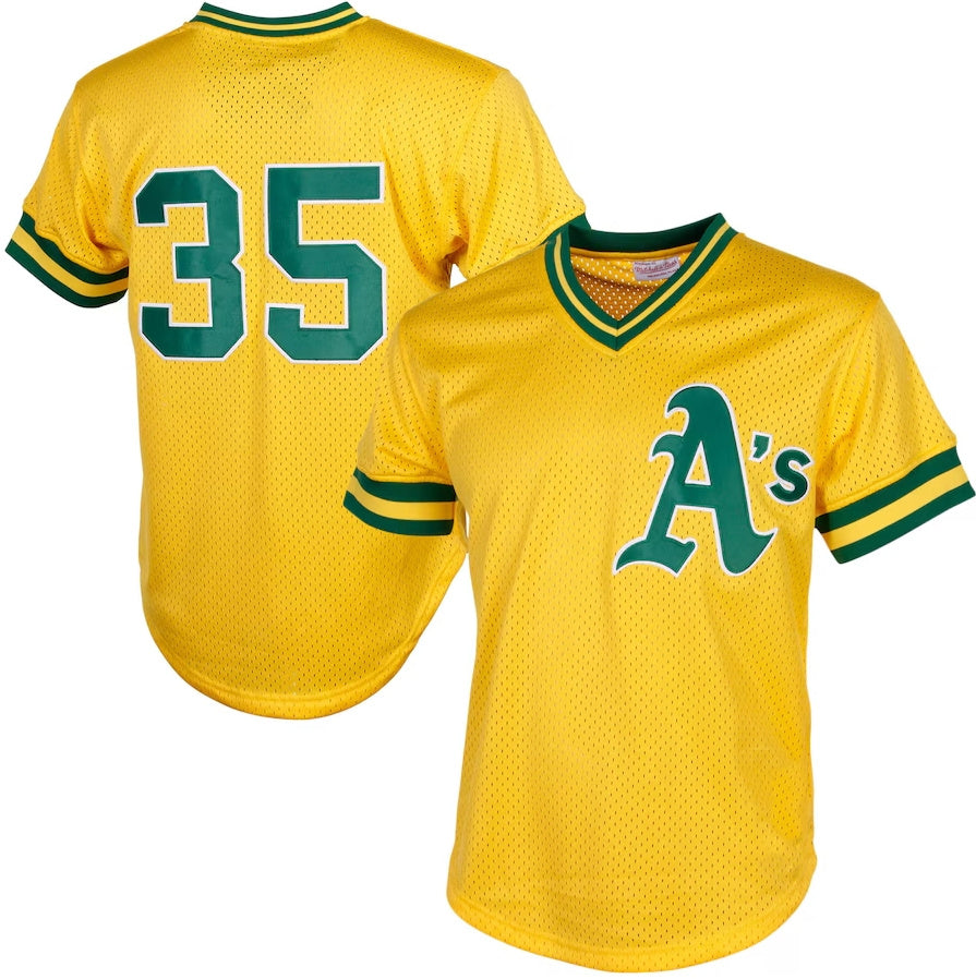 Custom #35 Yellow OAK Baseball Shirt Top