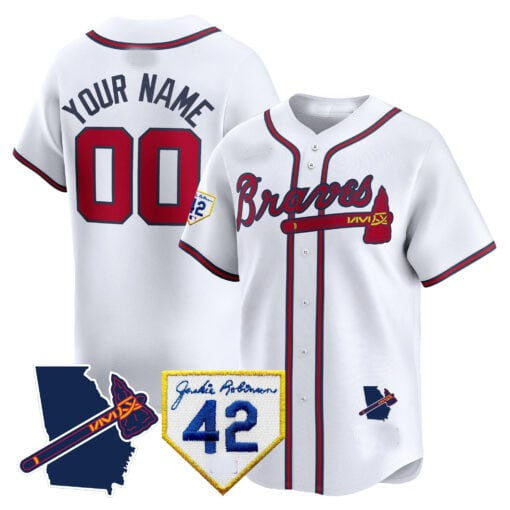 Custom A.Braves Robinson & Georgia Patch Vapor Premier Limited 篓CStitched Baseball Jerseys