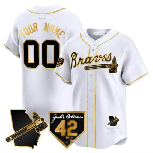 Custom A.Braves Robinson & Georgia Patch Vapor Premier Limited 篓CStitched Baseball Jerseys