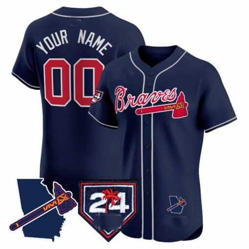 Custom A.Braves Spring Training & Georgia Patch Vapor Premier Elite 篓C Stitched Baseball Jerseys