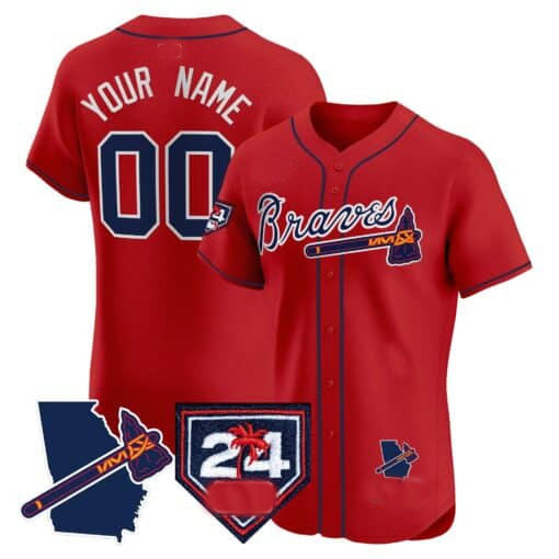 Custom A.Braves Spring Training & Georgia Patch Vapor Premier Elite 篓C Stitched Baseball Jerseys