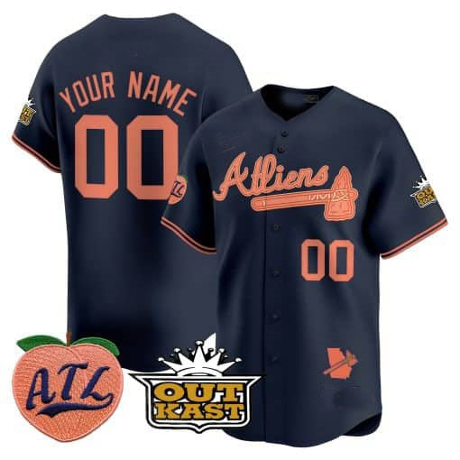 Custom A.Braves Atliens & Peach Vapor Premier Limited Jersey篓C Stitched Baseball Jersey