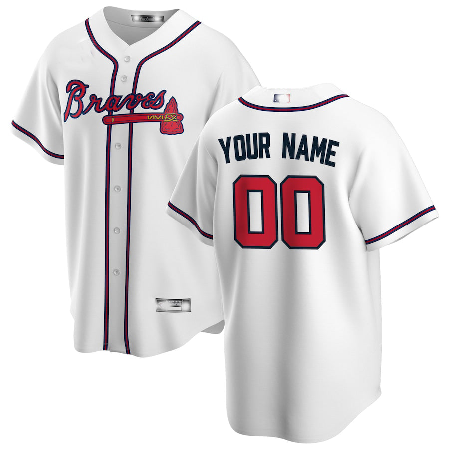 Custom White ATL Baseball Shirt Top