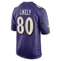 B.Ravens #80 Isaiah Likely Player Purple Game Home Football Jerseys