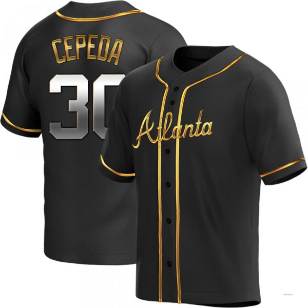 Custom #30 Black ATL Baseball Shirt Top