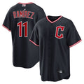 C.Guardians #11 Jos隆搂| Ram隆搂arez Player Navy Home Replica Baseball Jerseys
