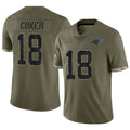 C.Panthers #18 Jalen Coker Player Salute To Service Olive Football Jerseys