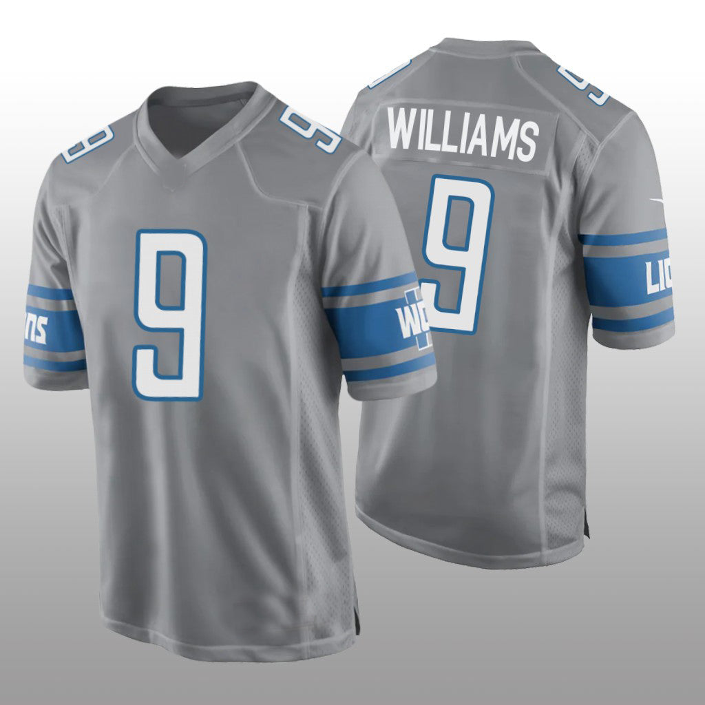 Custom #9 Silver 2022 DET Football Shirt Top