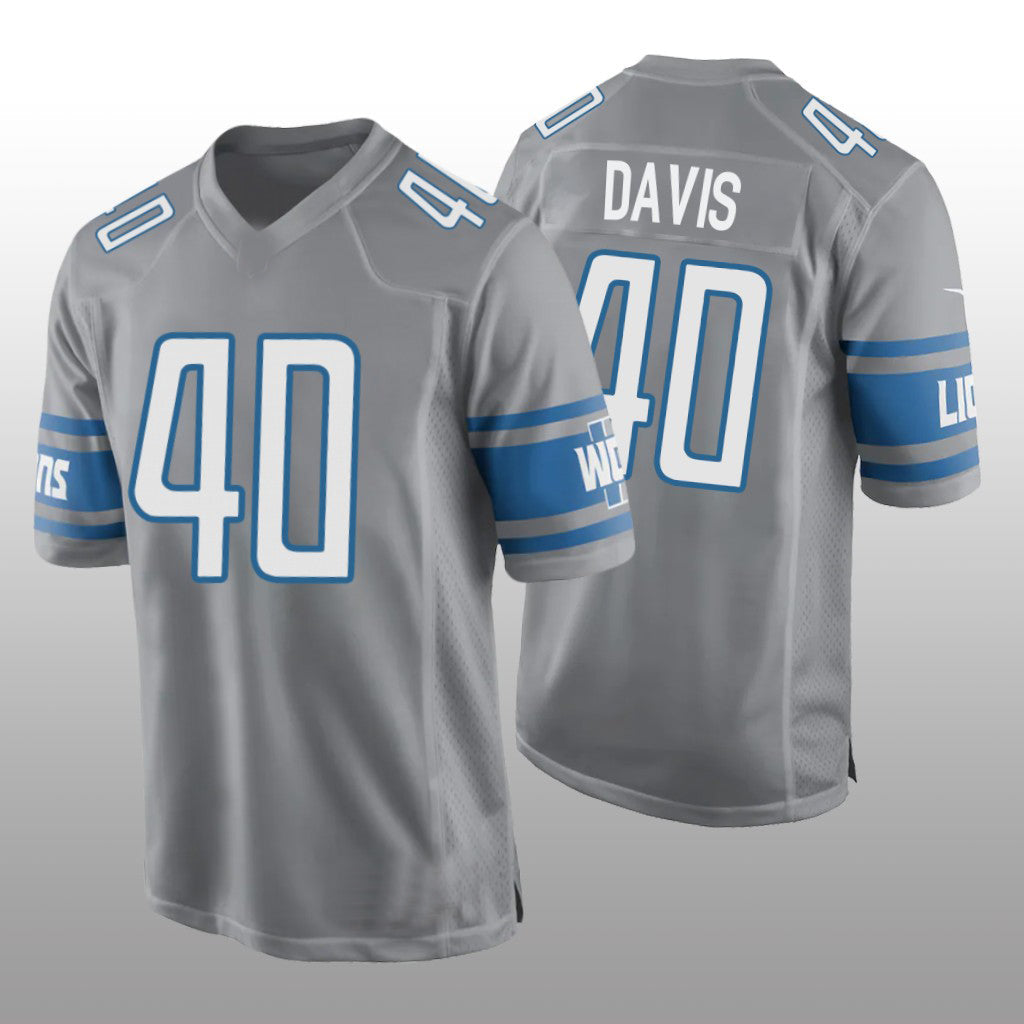 Custom #40 Silver DET Football Shirt Top