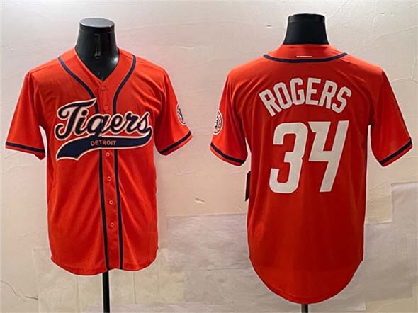 Custom #34 Orange DET Baseball Shirt Top
