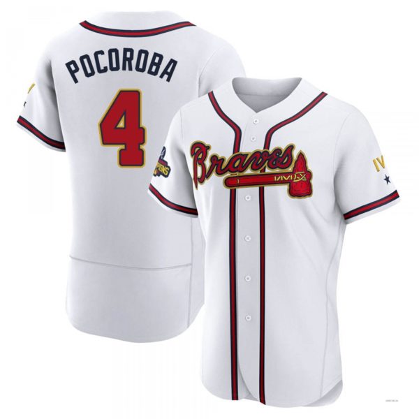 Custom #4 White 2022 ATL Baseball Shirt Top