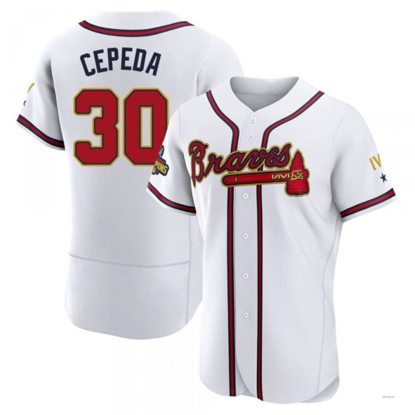 Custom #30 White 2022 ATL Baseball Shirt Top
