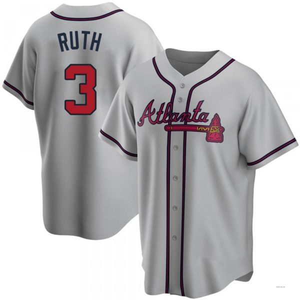 Custom #3 Gray ATL Baseball Shirt Top
