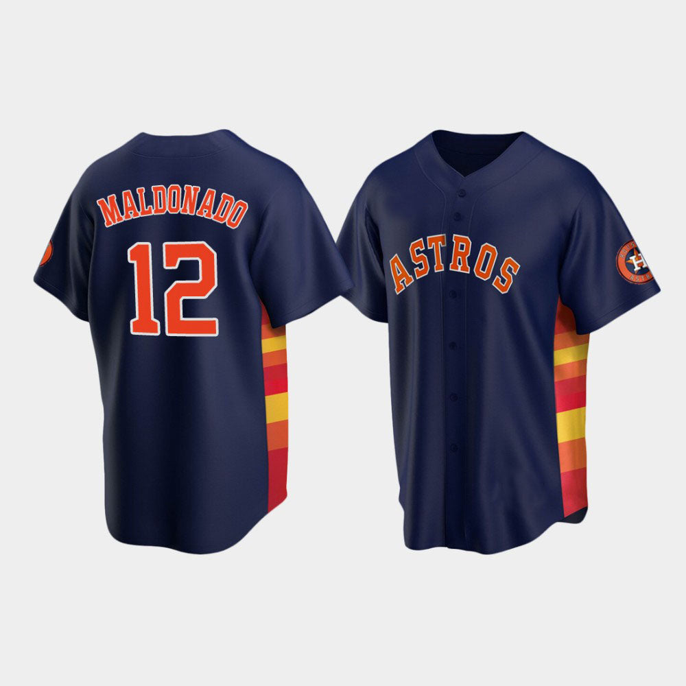 Custom #12 Navy HOU Baseball Shirt Top