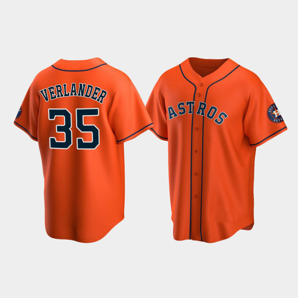 Custom #35 Orange HOU Baseball Shirt Top
