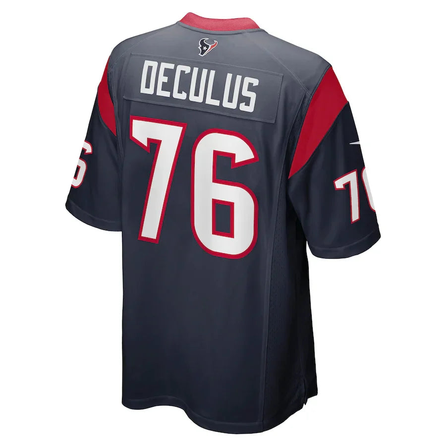 Custom #76 Navy HOU Football Shirt Top