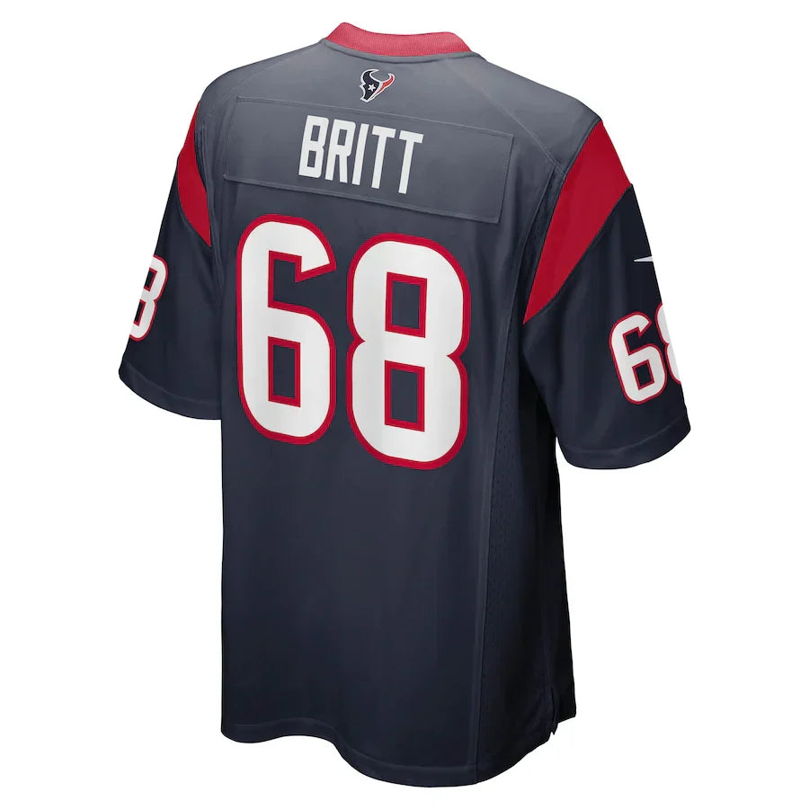 Custom #68 Navy HOU Football Shirt Top