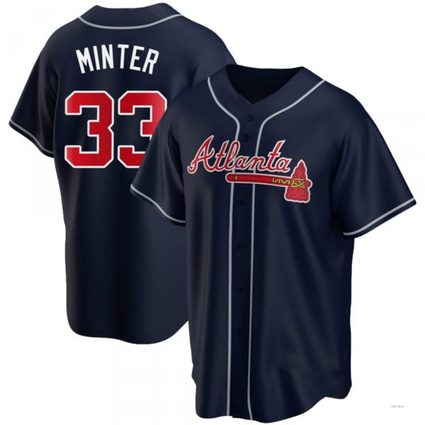 Custom #33 Navy ATL Baseball Shirt Top
