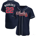 Custom #22 Navy ATL Baseball Shirt Top