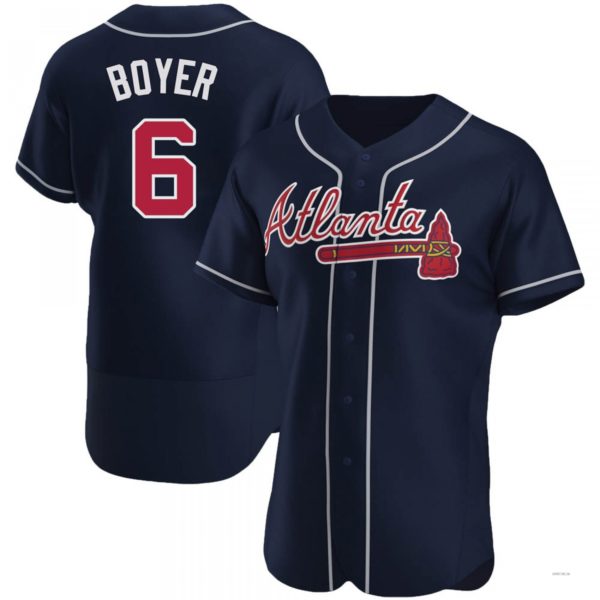 Custom #6 Navy ATL Baseball Shirt Top