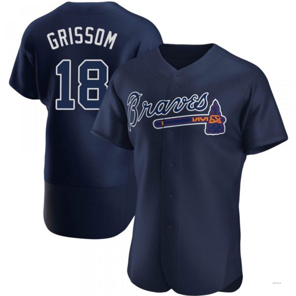 Custom #18 Navy ATL Baseball Shirt Top