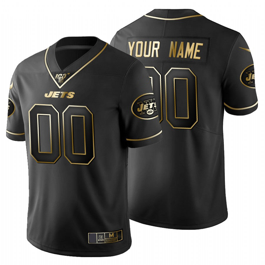 Custom Black NYJ Football Shirt Top