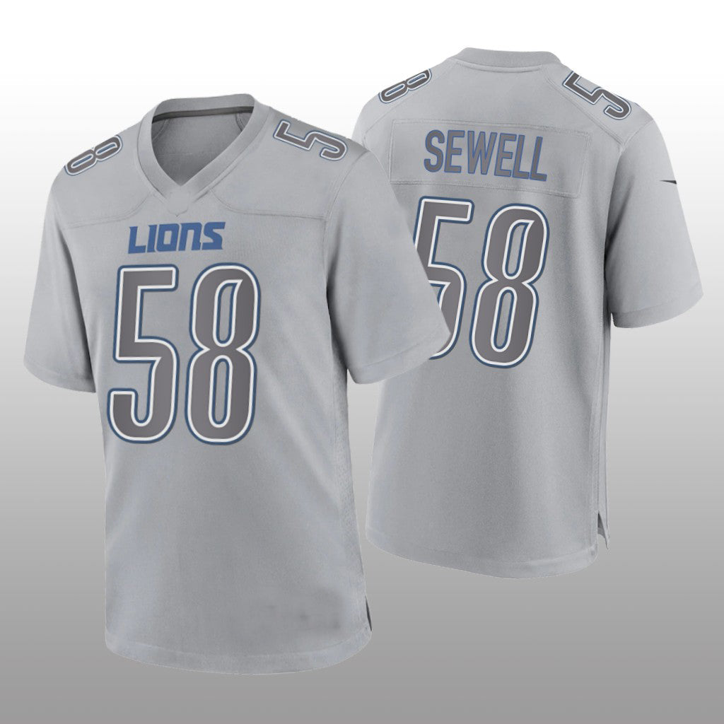 Custom #58 Gray DET Football Shirt Top