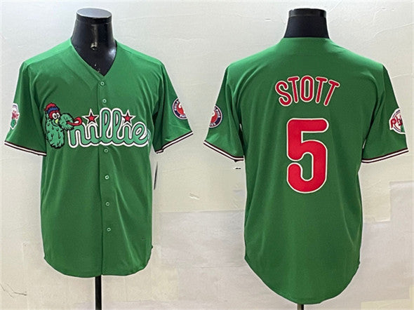 Custom #5 Green PHI Baseball Shirt Top