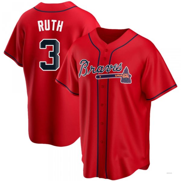 Custom #3 Red ATL Baseball Shirt Top
