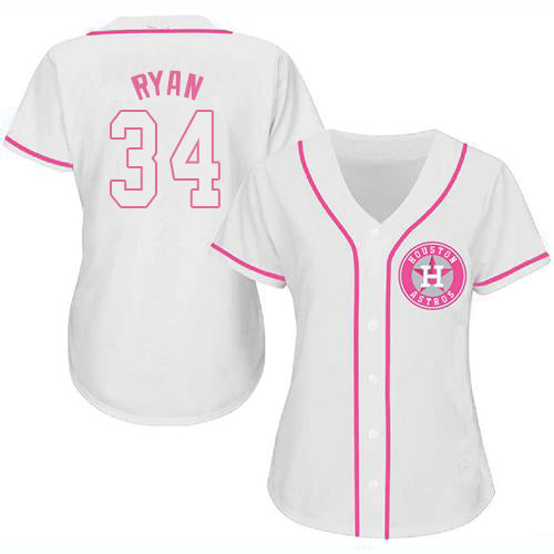 Custom #34 White HOU Baseball Shirt Top