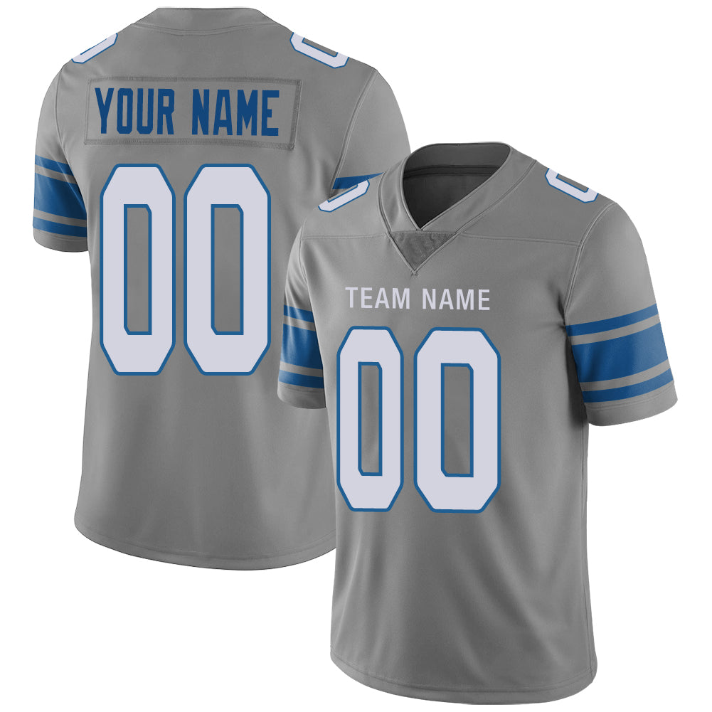 Custom Grey DET Football Shirt Top