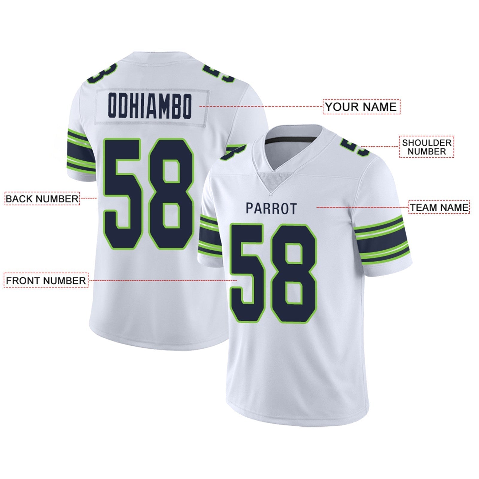 Custom Navy SEA Football Shirt Top