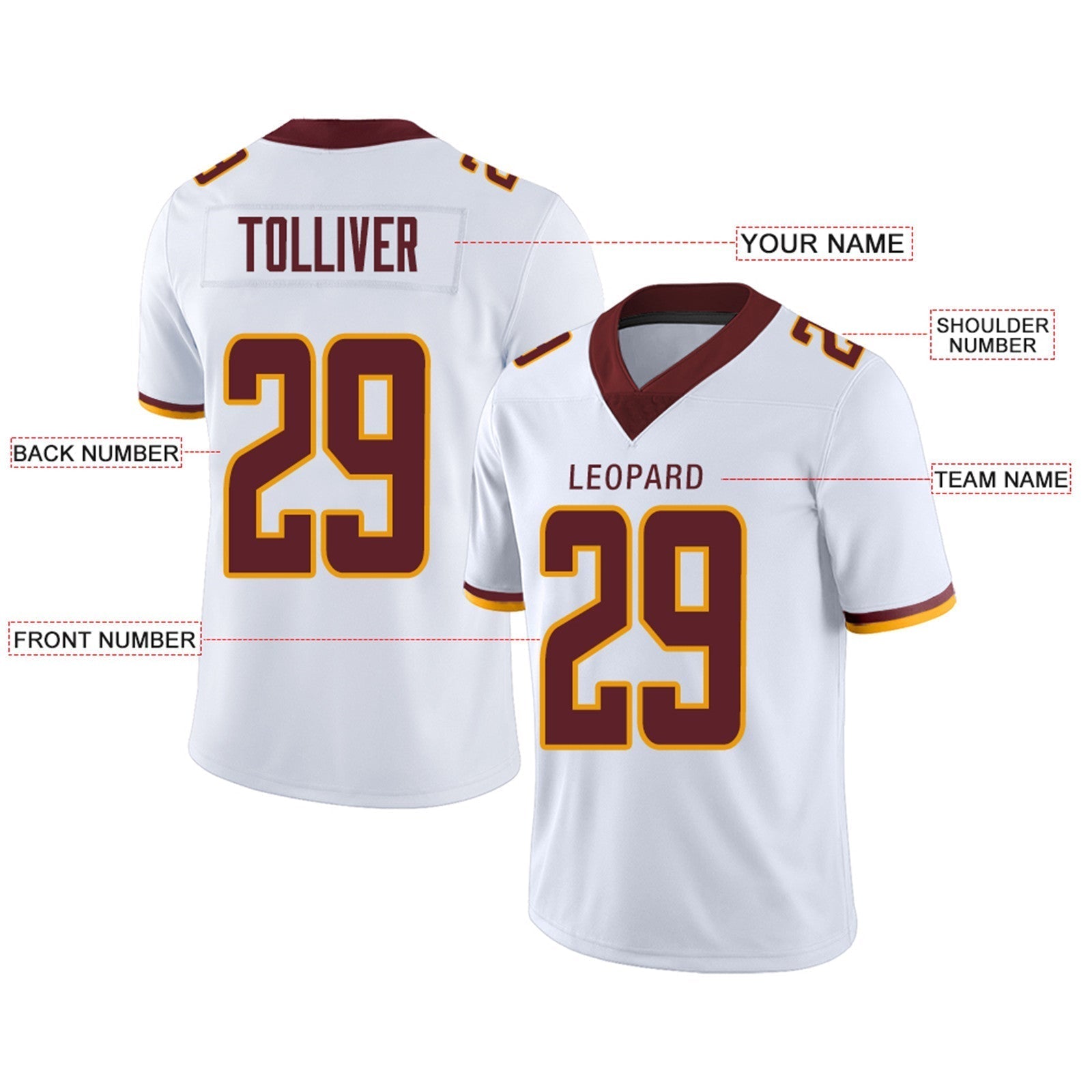 Custom Burgundy Football Shirt Top